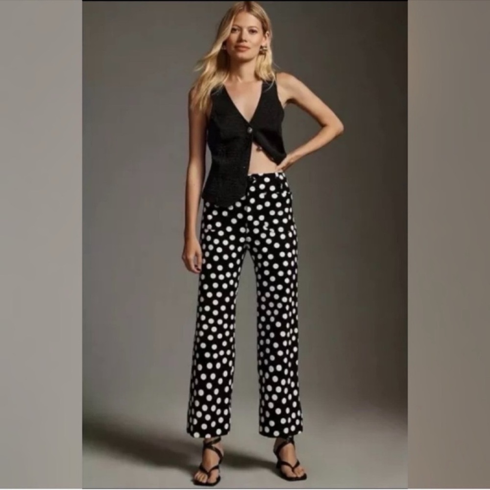 Maeve Anthropologie The Colette Polka Dot Ponte Pants